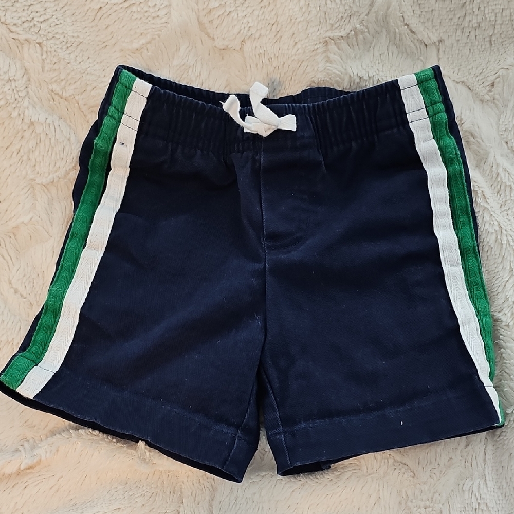 Janie and Jack Navy Shorts with Green and White Stripes